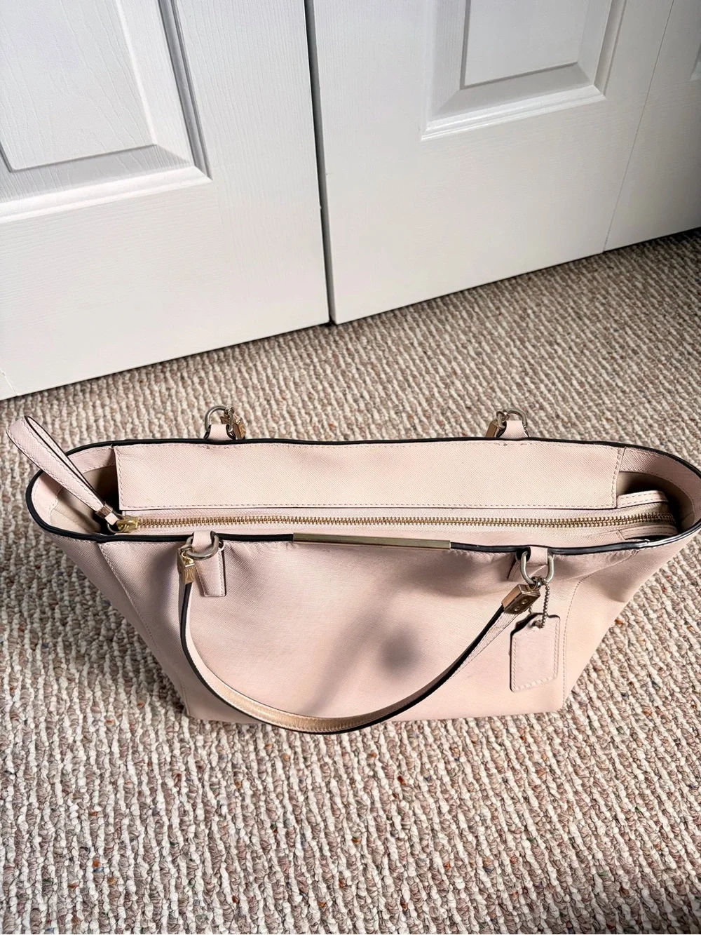 Coach Madison Saffiano Leather East West Tote Bag in Blush Pink